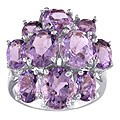 10k White Gold 10-stone Cluster Amethyst Ring