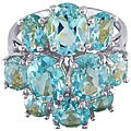 10k White Gold 10-stone Cluster Blue Topaz Ring