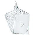 Sterling Silver Club Straight Flush Charm