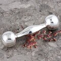 Sterling Silver Etched Large Dumbbell Baby Rattle (Mexico)