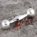 Sterling Silver Harmony Small Dumbbell Baby Rattle (Mexico)