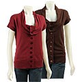 Kersh Women's Short-sleeve Cowl Neck Cardigan