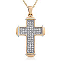 10k White Gold 1/4ct TDW Diamond Cross Necklace (H-I, I2-I3)
