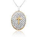 14k Gold Overlay 1/4ct TDW Diamond Cross Necklace (H-I, I2-I3)