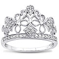 10k White Gold 1/6ct TDW Diamond Crown Ring