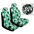 Green Hibiscus 7-piece Car Accessories Set