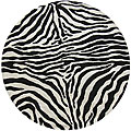 Contemporary Zebra Animal Print Wool Rug (6' Round)