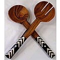 Olive Wood Salad Servers with Bone Handles (Kenya)