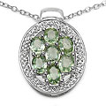 Sterling Silver Green Sapphire Cluster Necklace