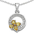 Sterling Silver Yellow Sapphire and Diamond Necklace