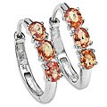 Orange Sapphire Silver Earrings