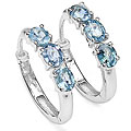 Sterling Silver Blue Sapphire Hoop Earrings