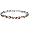 Sterling Silver Orange Sapphire Link Bracelet