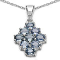 Sterling Silver Blue Sapphire Cluster Necklace