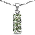 Silver Genuine Green Sapphire and Diamond Necklace