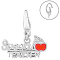 Sterling Silver Enamel Special Teacher with Apple Charm