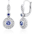 14k White Gold 3/8ct TDW Diamond Blue Sapphire Earrings