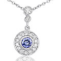 14k White Gold 1/2ct TDW Diamond Blue Sapphire Necklace