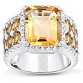 Sterling Silver Citrine and 1/4ct TDW Diamond Ring