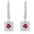 14k White Gold 1/3ct TDW Diamond and Ruby Drop Earrings