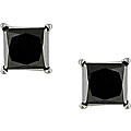 14k Gold 3/4ct TDW Princess Black Diamond Earrings