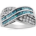 14k Gold 1ct TDW Blue and White Diamond Ring (I-J, I1-I2) (Size 7)