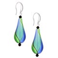 Sterling Silver Blue and Green Blown Glass Earrings