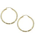 14k Yellow Gold Overlay Diamond-cut Hoop Earrings