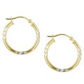 14k Gold Overlay Wheat Design Hoop Earrings