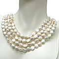 White Freshwater Coin Pearl 4-row Necklace (9-11 mm)