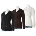 Brittany Women's Black Ribbed Hooded Sweater