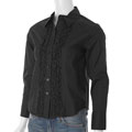 Dalia Stretch Ruffle Front Long-sleeve Blouse