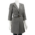 Focus 2000 Women's Grey Metallic Belted Wrap Coat