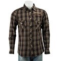 Twice Men's Woven Plaid Embroidery Sleeve Patch Shirt