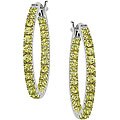 10k White Gold Yellow Sapphire Hoop Earrings