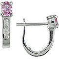 10k Gold Pink Sapphire and 1/10ct TDW Diamond Earrings