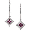 10k Gold Ruby and 1/6ct TDW Diamond Earrings