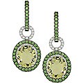 10k White Gold Lemon Quartz and Tsavorite Earrings