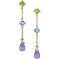 10k Gold Multi-gemstone and Diamond Drop Earrings