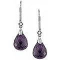 10k White Gold Amethyst and Diamond Drop Earrings