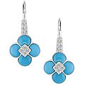 10k Gold 1/10ct TDW Diamond and Turquoise Earrings