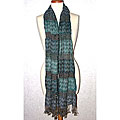 Merino Zig-zag Turquoise/ Navy Shawl (India)