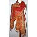 Merino Wool Pumpkin Sunshine Floral Cutwork Shawl (India)