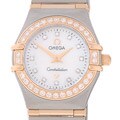Omega Small White Mother-of-Pearl Diamond Watch