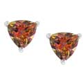 14k Gold Trillion-cut Ecstasy Topaz Stud Earrings
