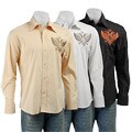 Planet Men's Pinstripe Long-sleeve Collared Shirt