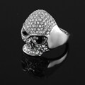 Silvertone Cubic Zirconia Skull Fashion Ring