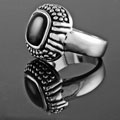 Silvertone Cushion-cut Black Cubic Zirconia Ring
