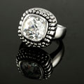 Silvertone Cushion-cut Clear Cubic Zirconia Ring