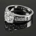 Silvertone Round-cut CZ Solitaire Fashion Ring